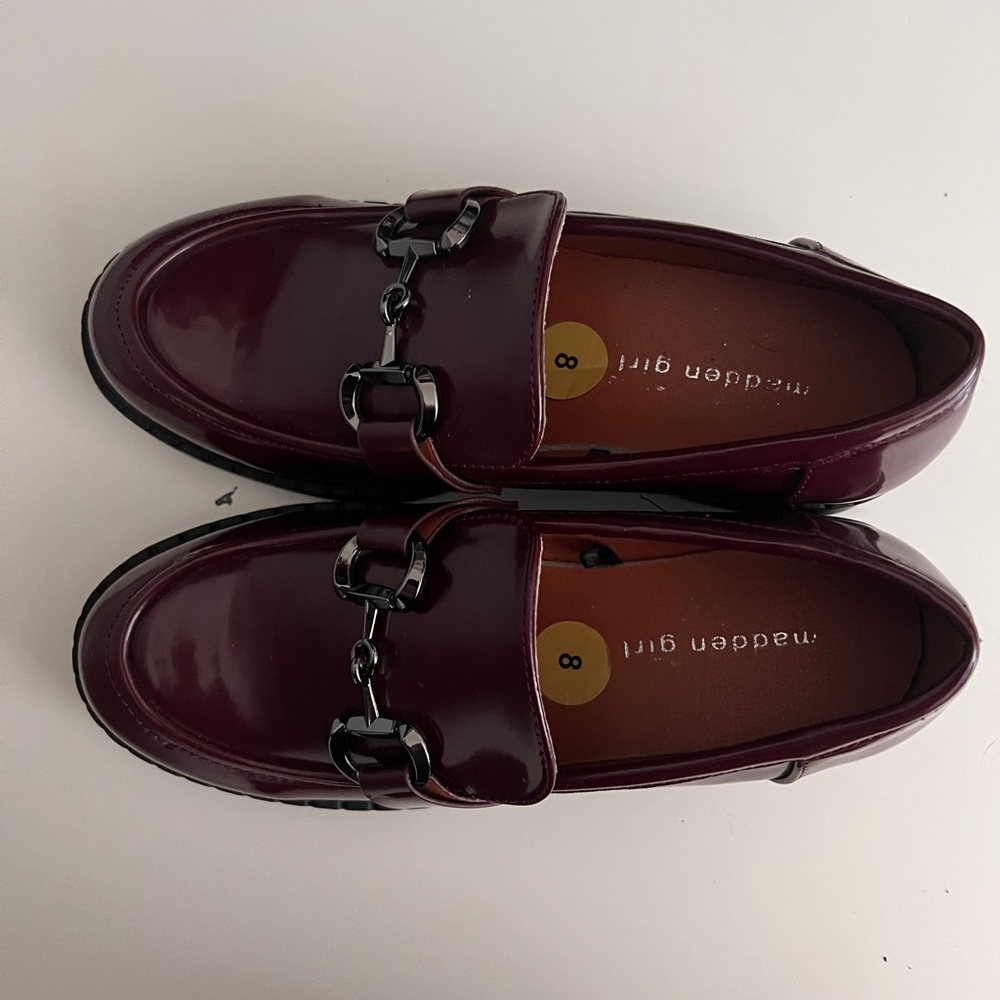 Madden Girl Burgundy Chunky Platform Loafers | Size 8